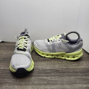 On Running Athletic Shoes in Gray and Neon Yellow